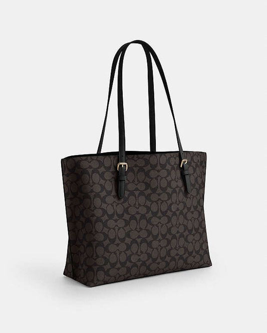 Coach Mollie Tote Bag In Signature Canvas (Walnut/Black)
