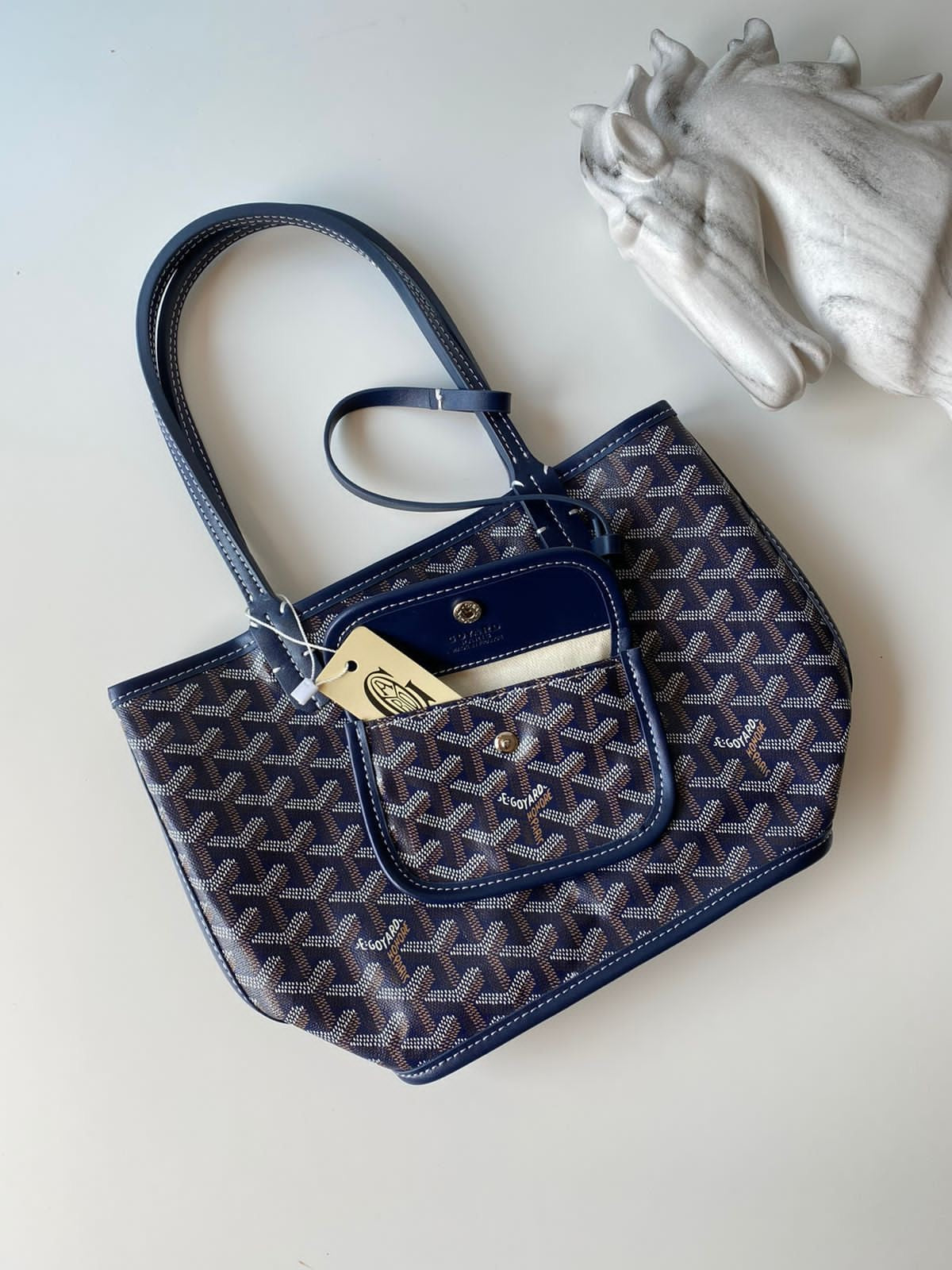 Goyard Goyardine Mini Anjou Bag (Navy Blue)