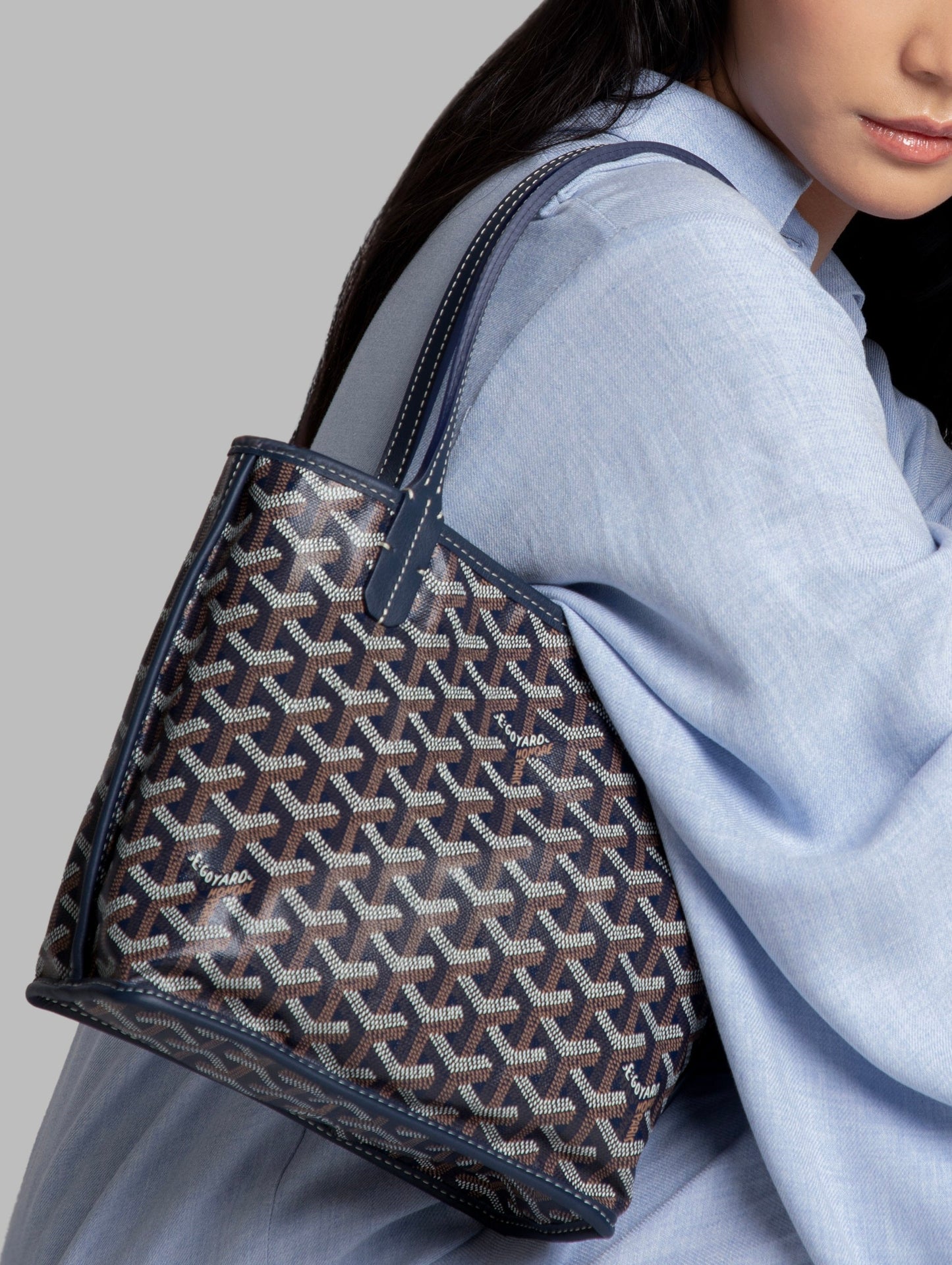Goyard Goyardine Mini Anjou Bag (Navy Blue)