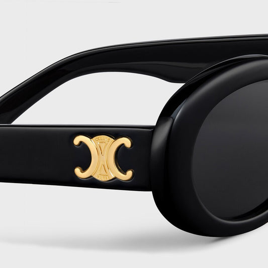 Celine Triomphe 01 Sunglasses in Acetate Oval Frame - Black