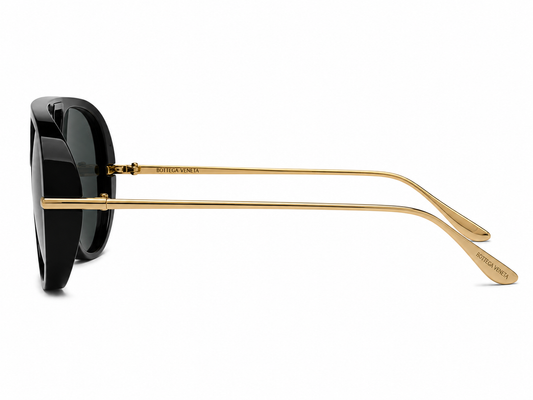 Bottega Veneta Oversized Aviator Sunglasses β (Black/Gold/Grey)