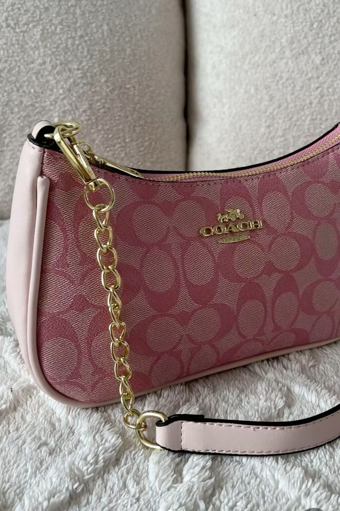 Coach Teri Shoulder Bag Dupe – Signature Canvas (Pink) | Luxury-Inspired Design