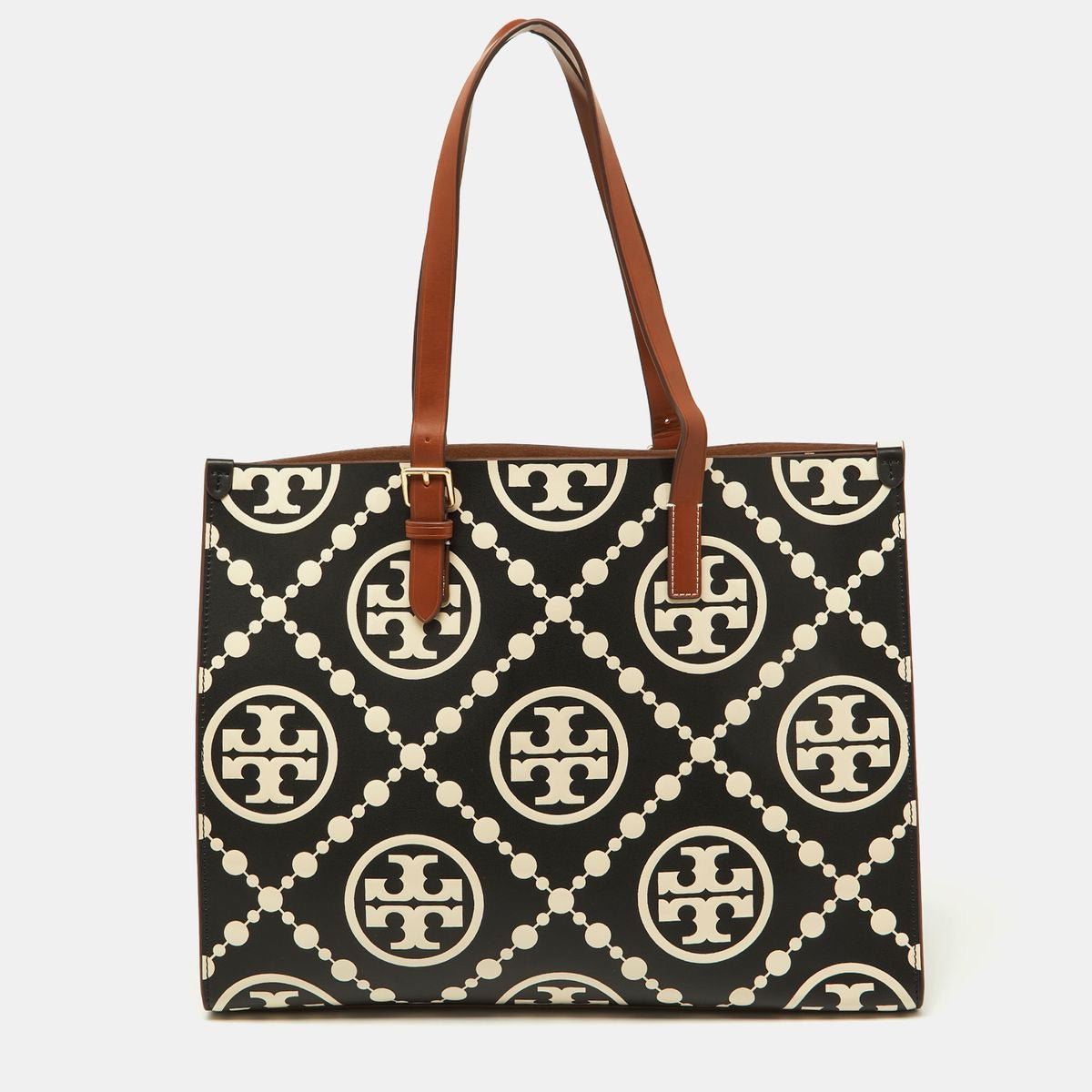 TORY BURCH MONOGRAM CONTRAST EMBOSSED TOP-HANDLE TOTE