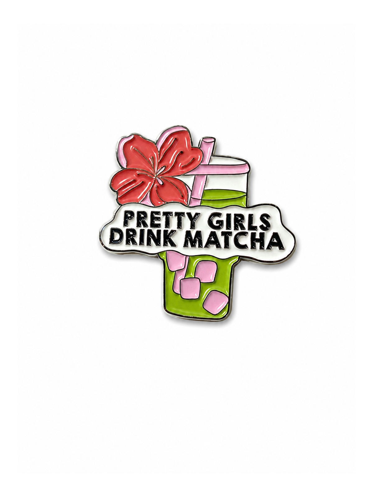 Pretty Girls Drink Matcha Metal Phone Sticker