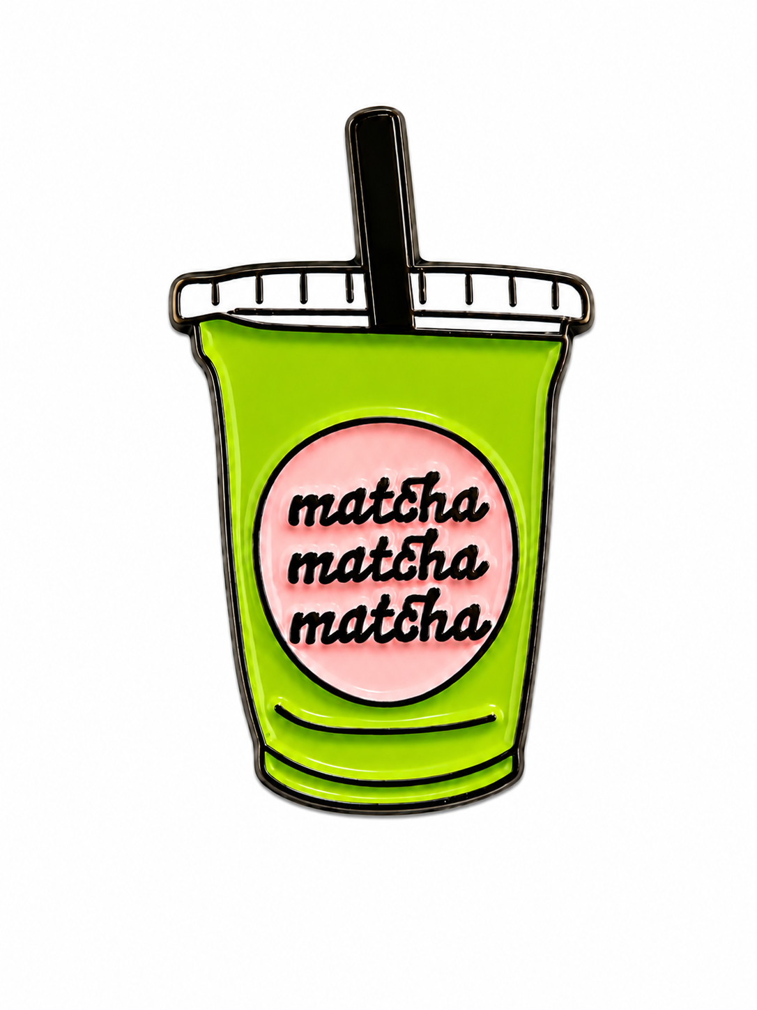 Matcha Cup with Straw (“Matcha Matcha Matcha”) Metal Phone Sticker