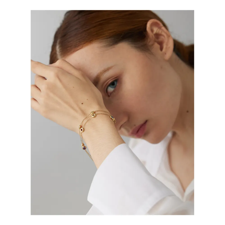 Gold Ruby Cubic Zarconia Bracelet | Stainless Steel | 18K Gold Plated | Tarnish-Free