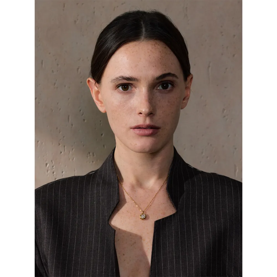 Shiny Cubic Zircon Pendant Necklace | Stainless Steel | 18K Gold Plated