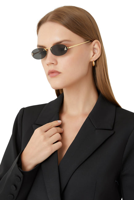 Fendi First Crystal Oval Sunglasses (Comes With Simple Plastic Packaging)