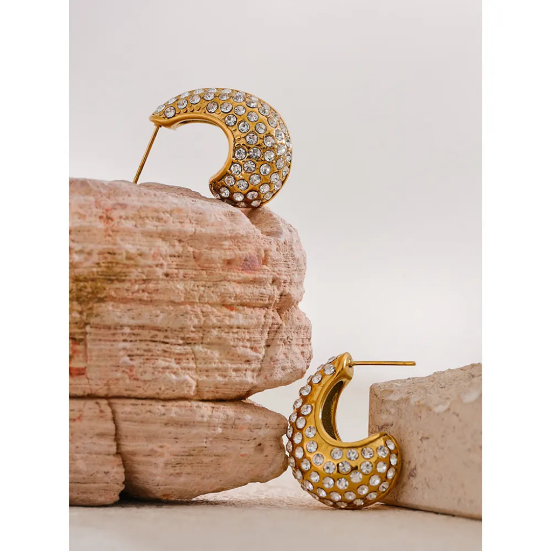 Cubic Zirconia Water Drop Earrings | Stainless Steel | 18K Gold Plated
