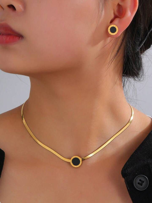 Roman Necklace & Earring Set | Stainless Steel | 18K Gold Plated