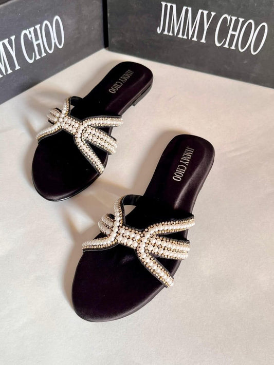 Pearl Luxe Black Slides