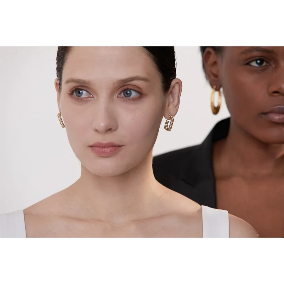 Micro Pave Luxury Cubic Zirconia Earring | Stainless Steel | 18K Gold Plated