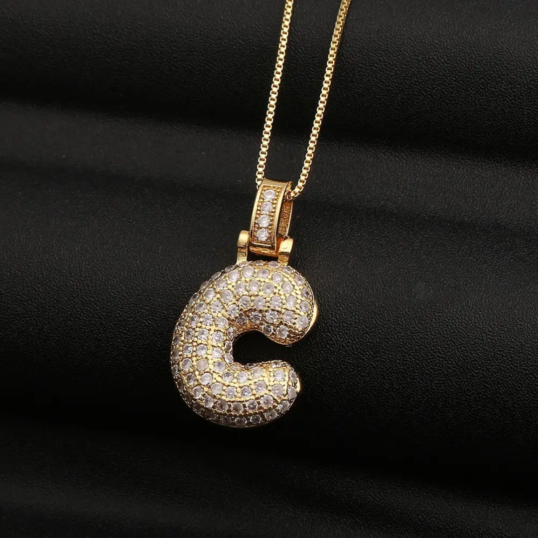 Bubble Letter Necklace – Gold | 18K Gold Plated Stainless Steel | Tarnish-Free