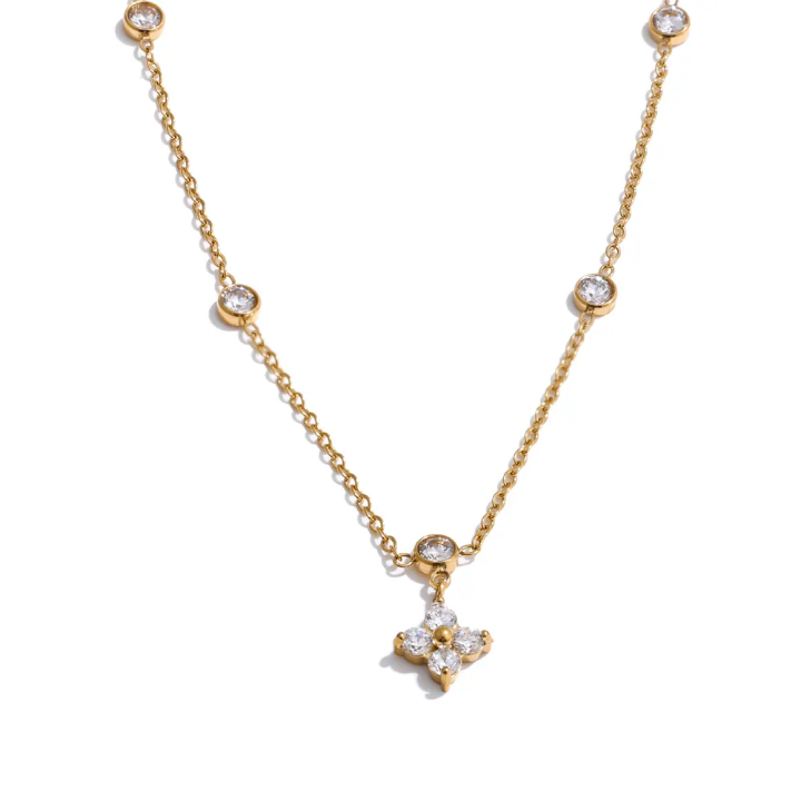 Cubic zarconia pendant stainless steel gold plated
