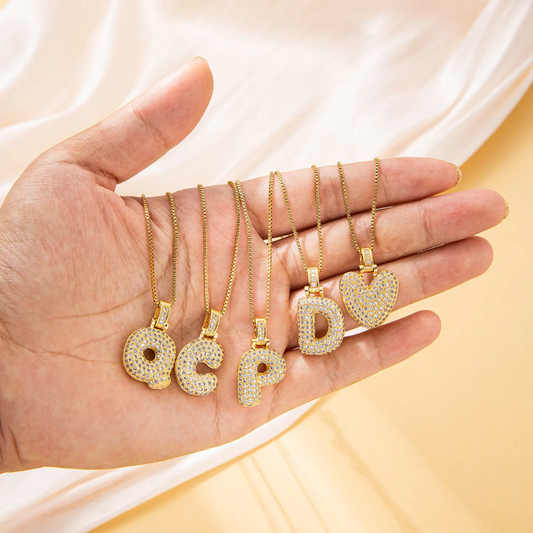 Bubble Letter Necklace – Gold | 18K Gold Plated Stainless Steel | Tarnish-Free