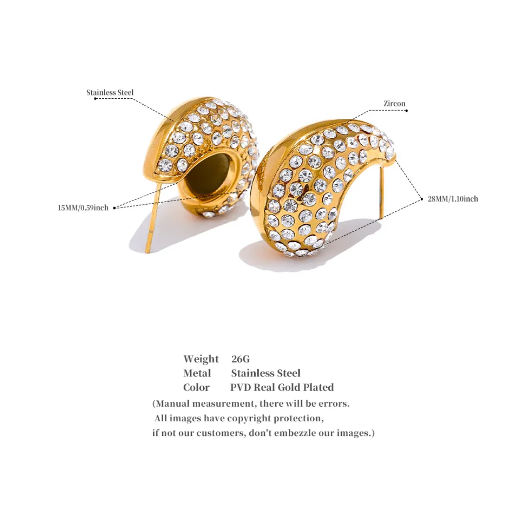Cubic Zirconia Water Drop Earrings | Stainless Steel | 18K Gold Plated