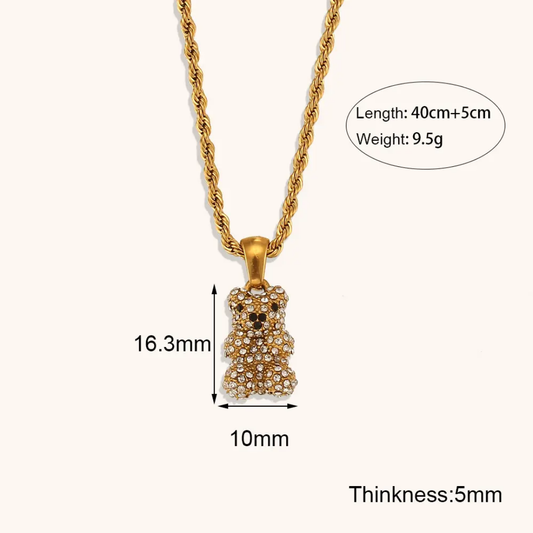 Teddy Bear Necklace | Stainless Steel | 18K Gold Plated | Tarnish-Free