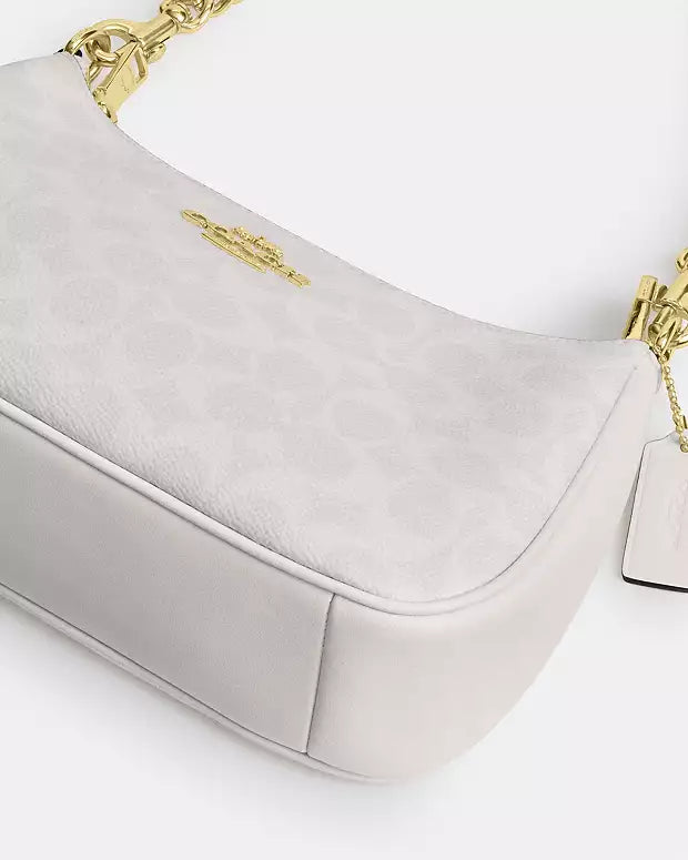 Coach Teri Shoulder Bag Dupe – Signature Canvas (Gold/White/Chalk) | Luxury-Inspired Design