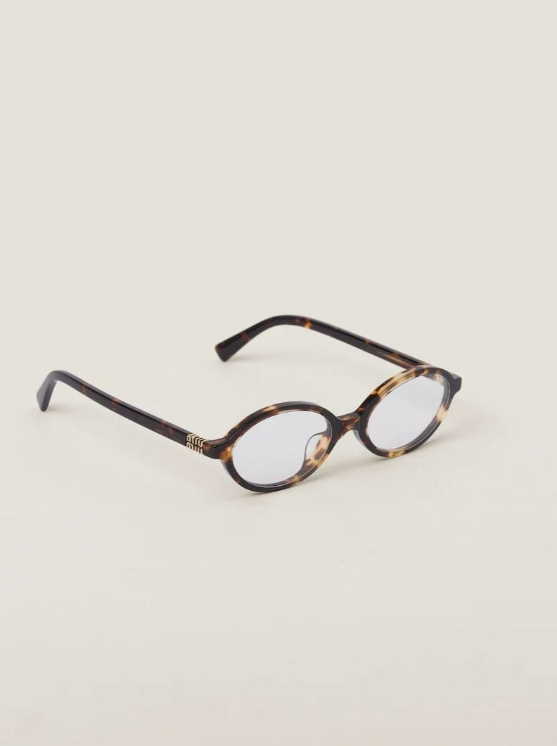 Miu Miu Oval Transparent Sunglasses (Cheetah)