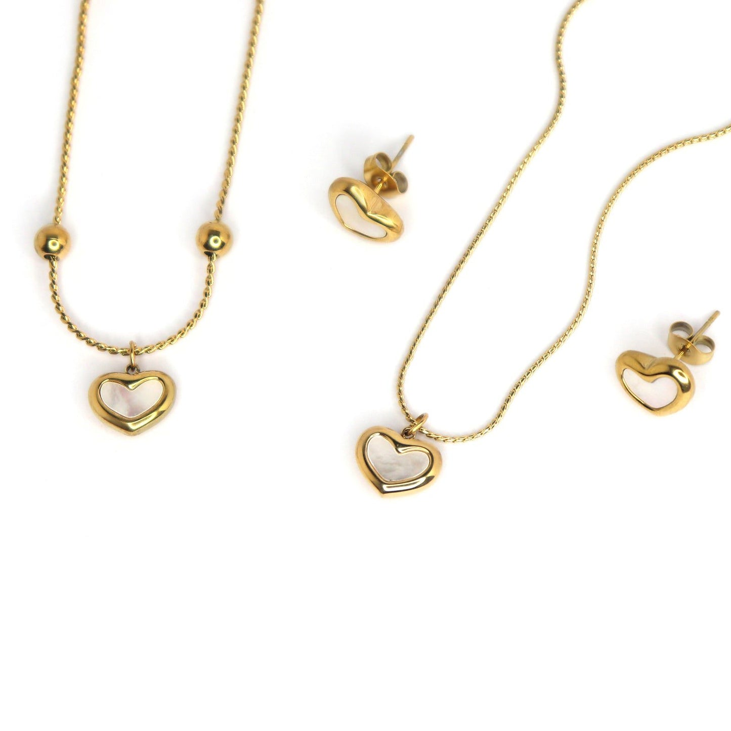 Trendy Heart Combo Set | Stainless Steel | 18K Gold Plated | Tarnish-Free