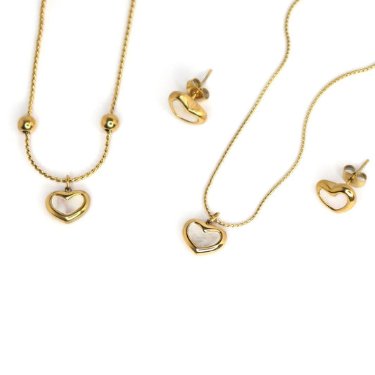 Trendy Heart Combo Set | Stainless Steel | 18K Gold Plated | Tarnish-Free