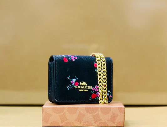 Coach Mini Wallet (Floral Black)