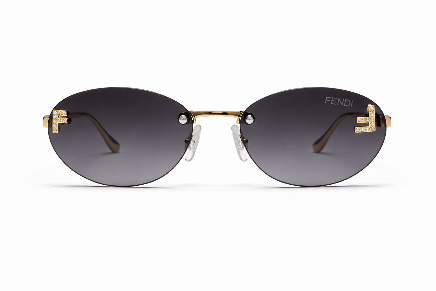 Fendi First Crystal Oval Sunglasses (Comes With Simple Plastic Packaging)