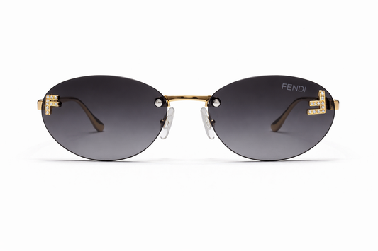 Fendi First Crystal Oval Sunglasses (Comes With Simple Plastic Packaging)