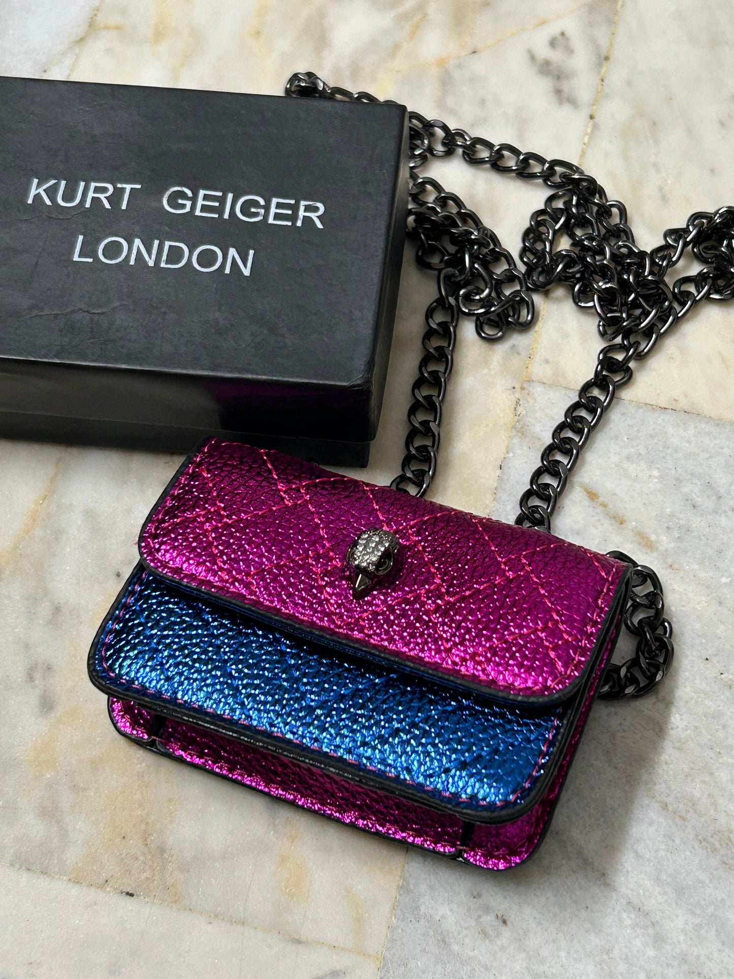 KURT GEIGER LONDON – Micro Kensington Bag (Metallic Pink & Blue)