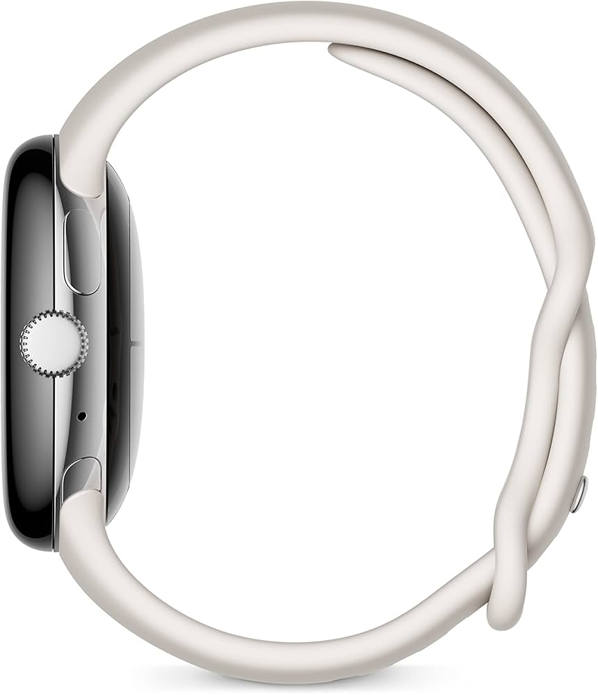 Google Pixel Watch LTE 41mm – Polished Silver with Chalk Band | Fitbit Built-In