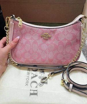 Coach Teri Shoulder Bag Dupe – Signature Canvas (Pink) | Luxury-Inspired Design