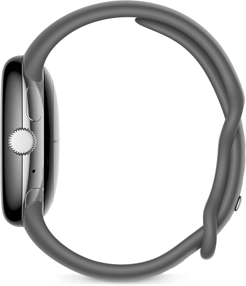 Google Pixel Watch 41mm – Polished Silver with Charcoal Band | Fitbit Built-In