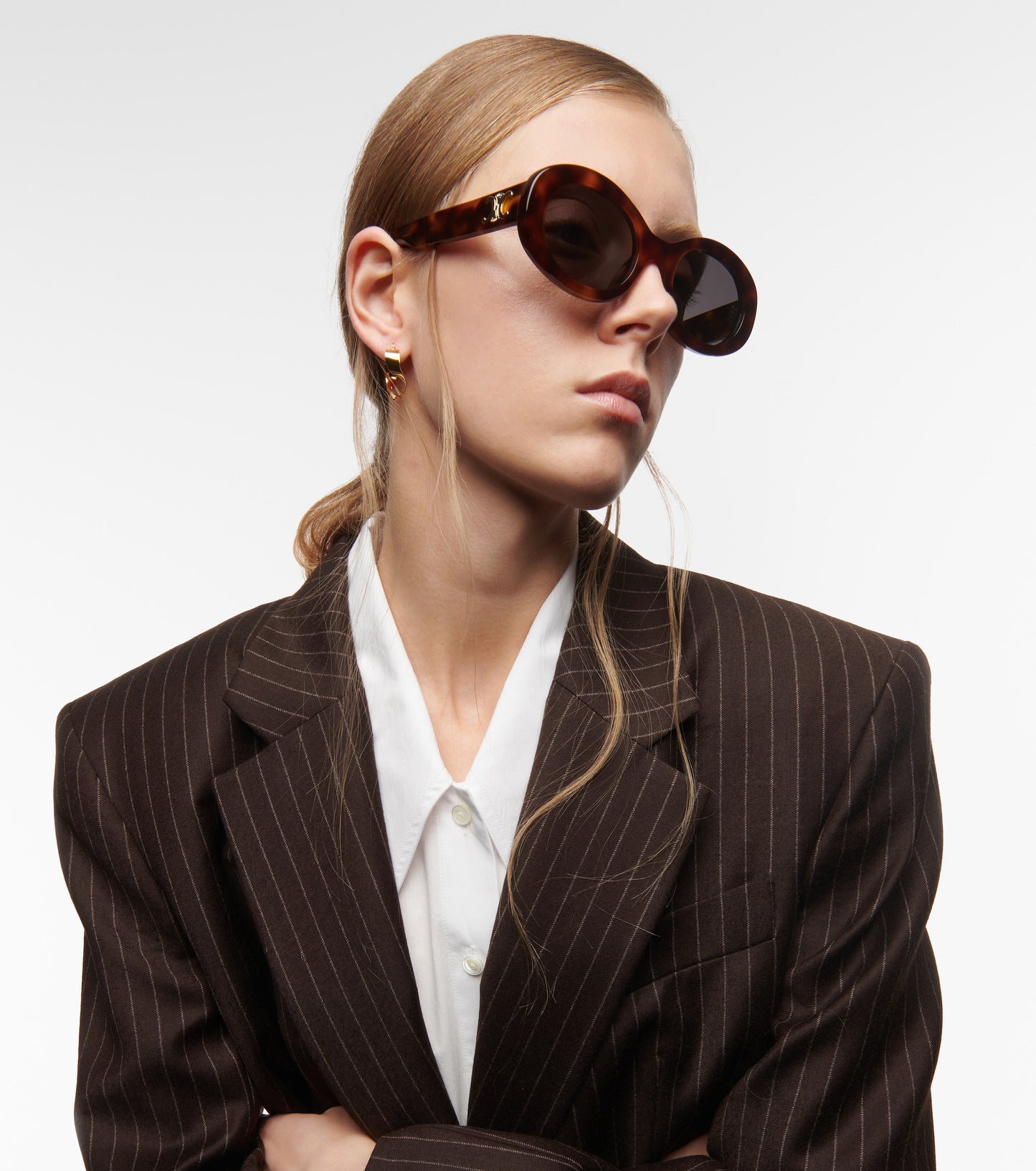 Celine Triomphe 01 Sunglasses in Acetate Oval Frame - Blonde Havana