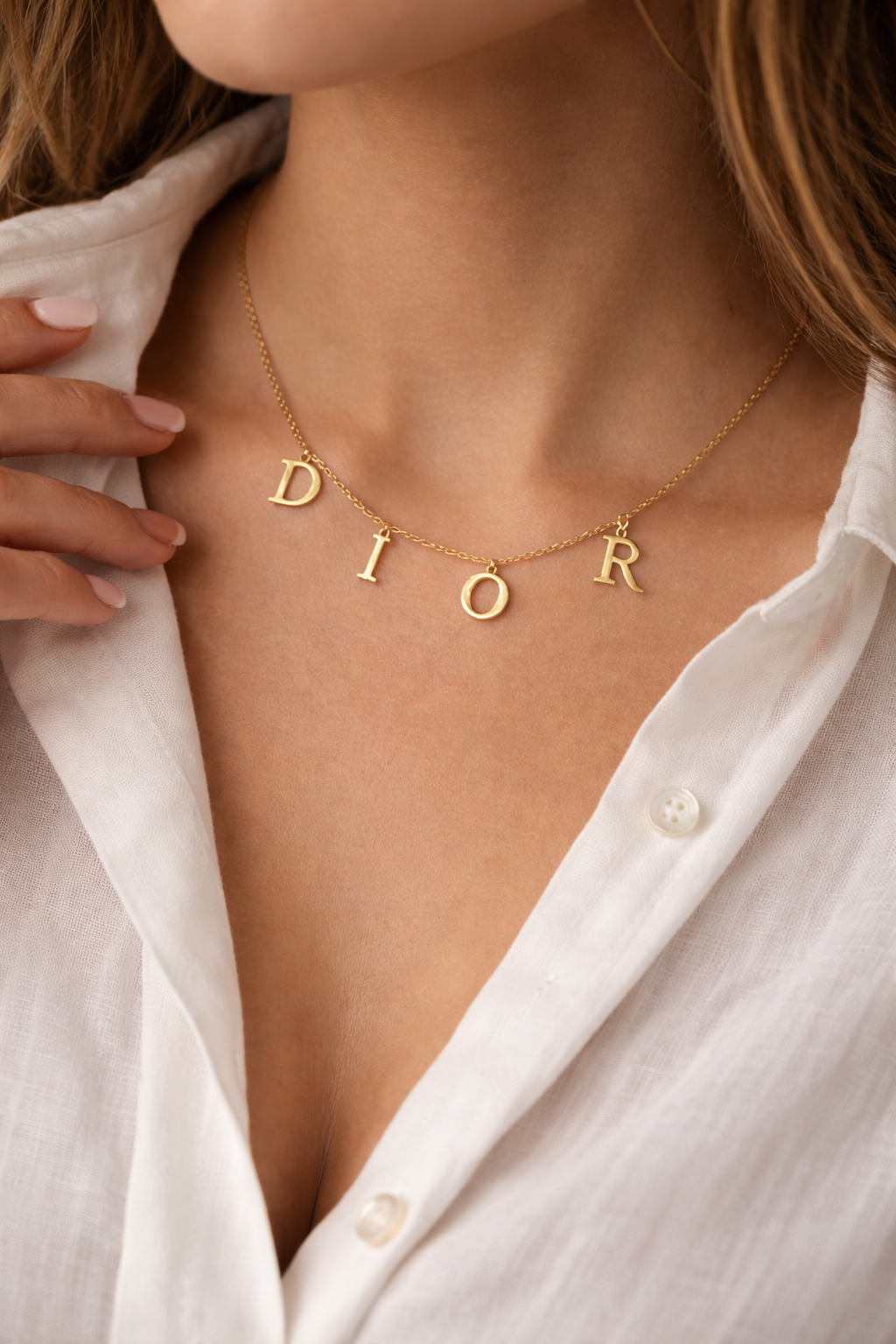 Dior Iconic Letter Necklace – Gold Finish