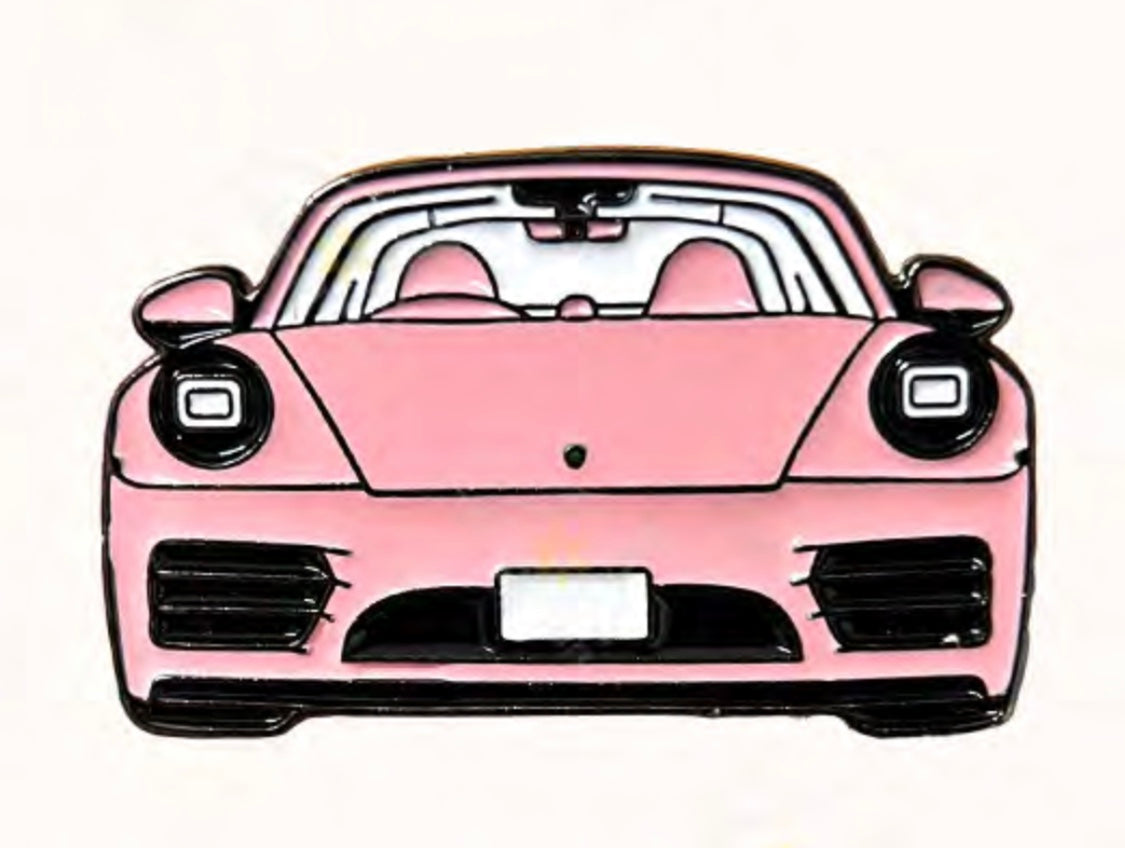 Pink Sports Car Metal Phone Sticker