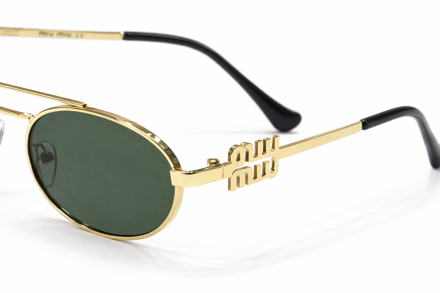 MIU MIU Aurelio Oval Gold Metal Frame Sunglasses