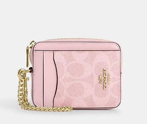 Coach Zip Card Case In The Signature Canvas