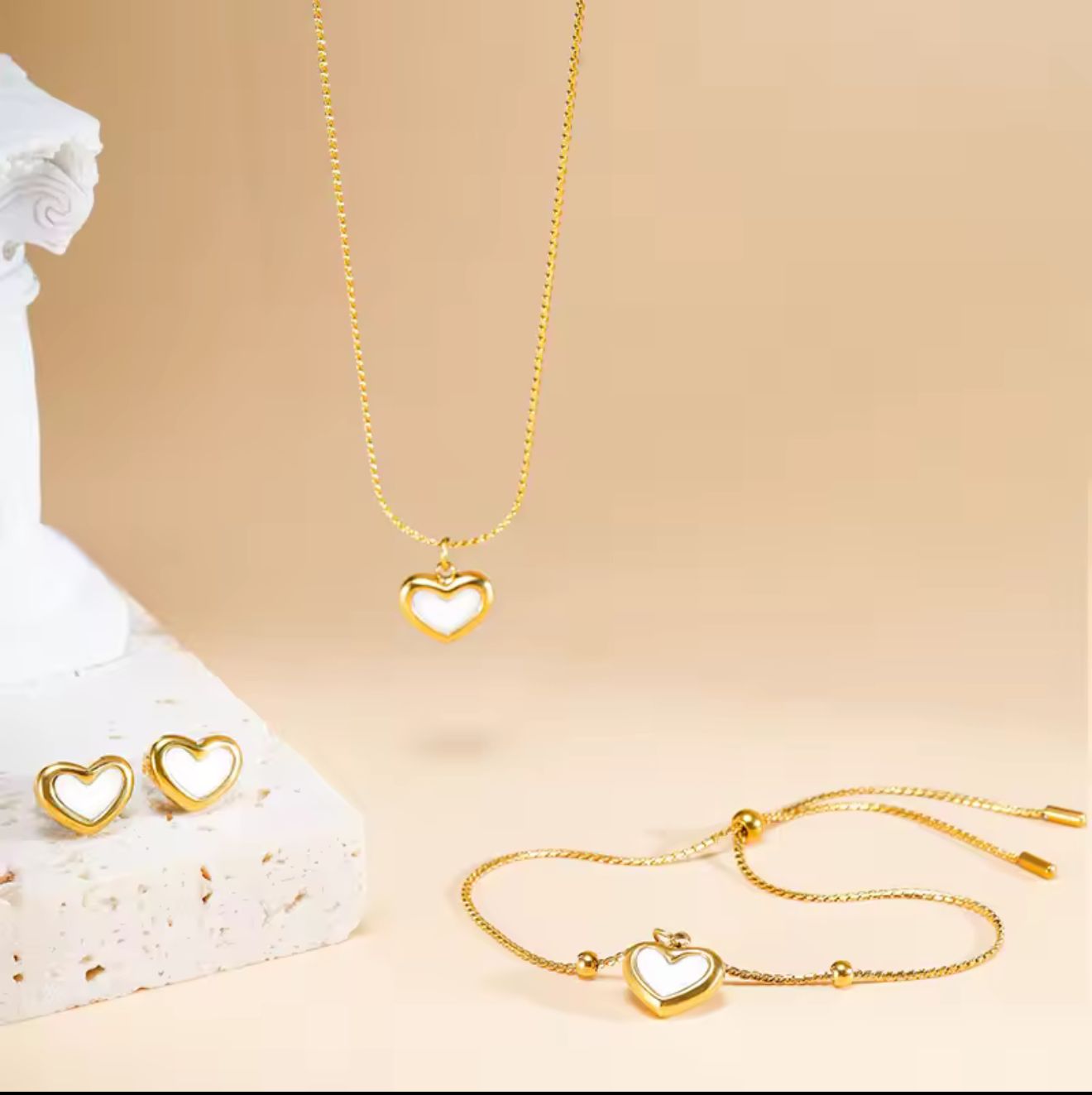 Trendy Heart Combo Set | Stainless Steel | 18K Gold Plated | Tarnish-Free