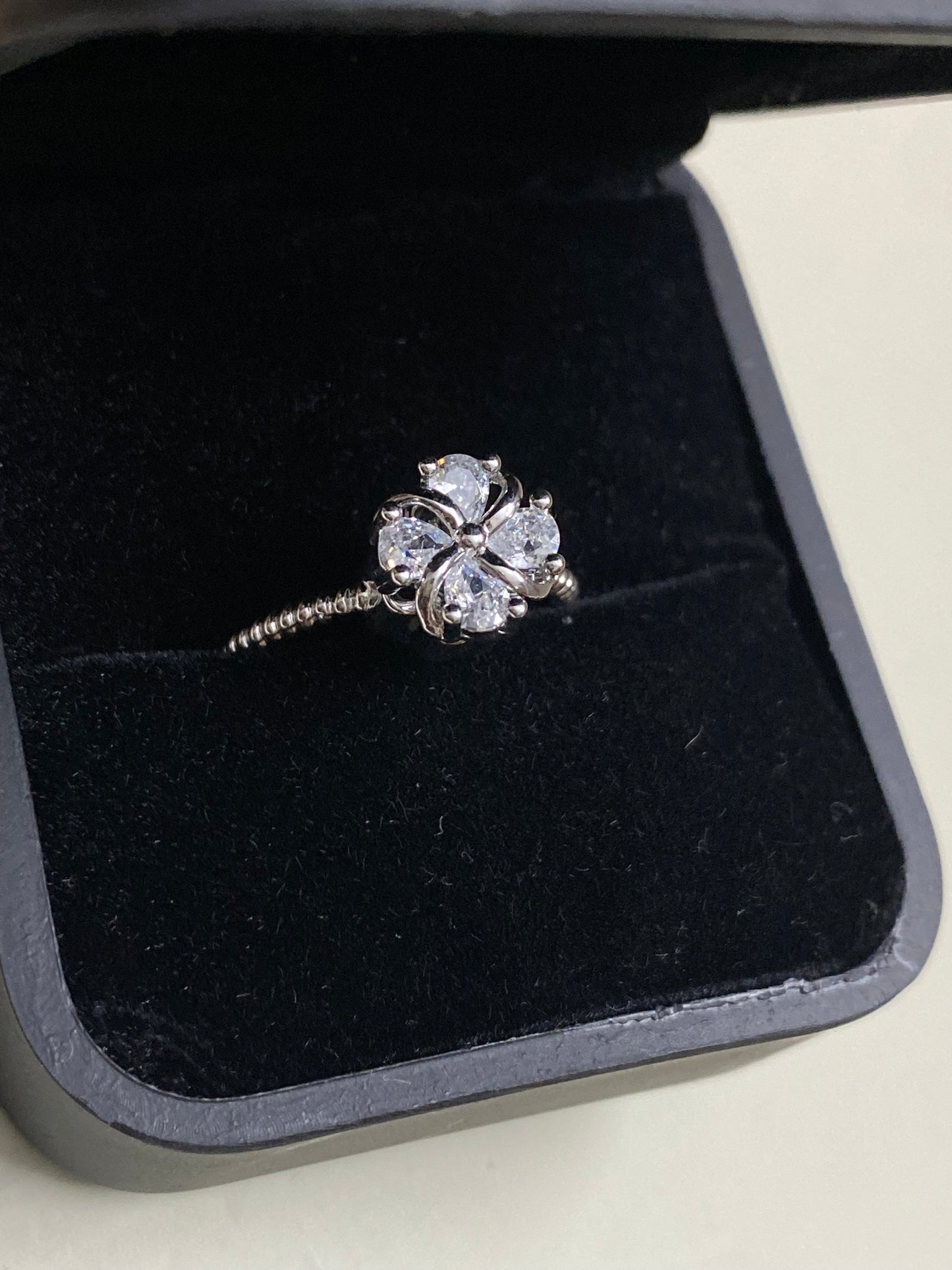 Luna Bloom Floral Cluster Ring - Adjustable (LED Light Box)