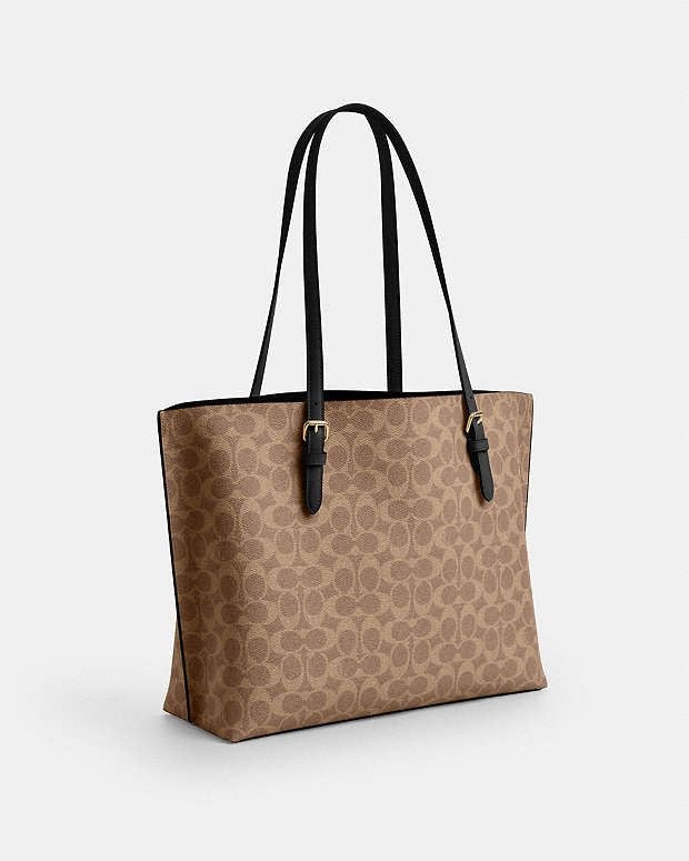 Coach Mollie Tote Bag In Signature Canvas (Tan/Black)