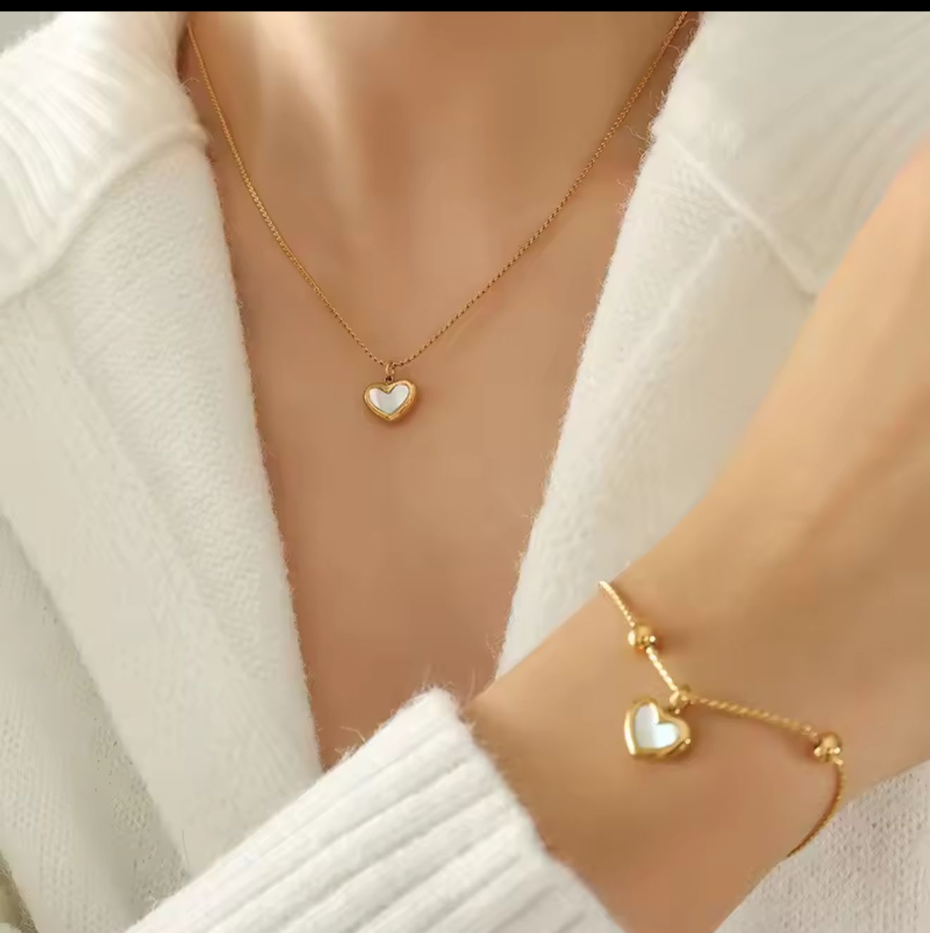 Trendy Heart Combo Set | Stainless Steel | 18K Gold Plated | Tarnish-Free