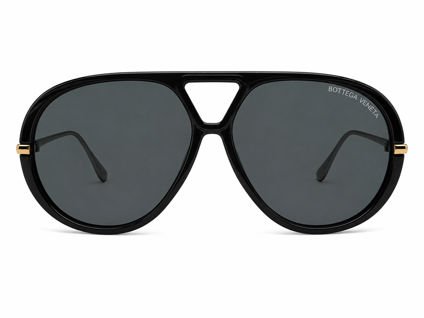 Bottega Veneta Oversized Aviator Sunglasses – (Black/Gold/Grey)