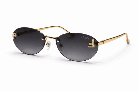 Fendi First Crystal Oval Sunglasses (Comes With Simple Plastic Packaging)