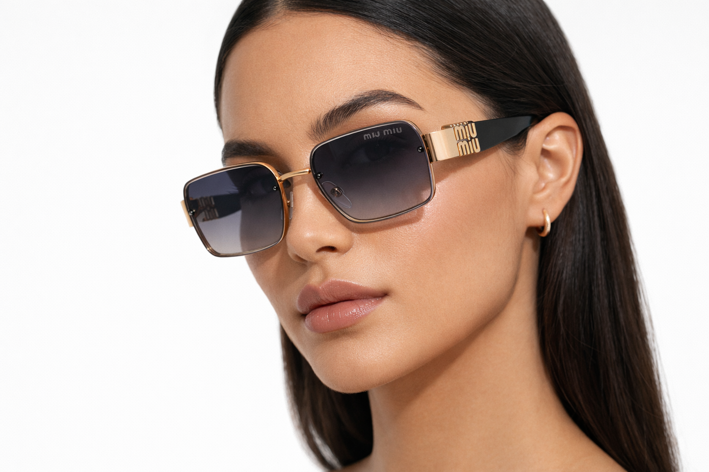 MIU MIU Square Gold Metal Sunglasses