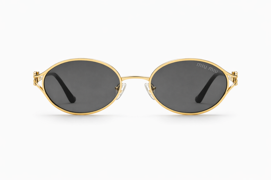 Miu Miu Oval Gold Luxury Metal Sunglasses
