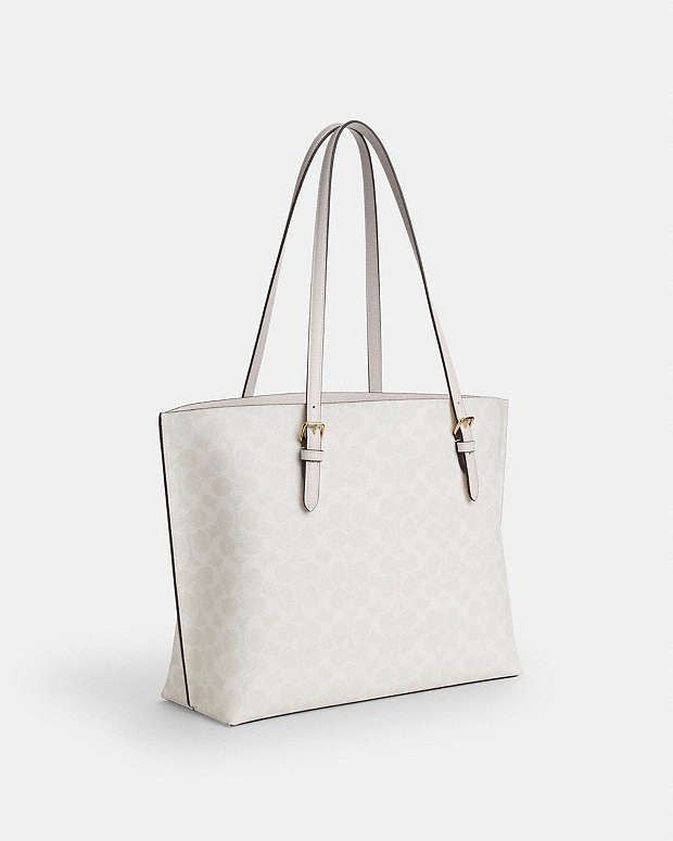 Coach Mollie Tote Bag In Signature Canvas (White)