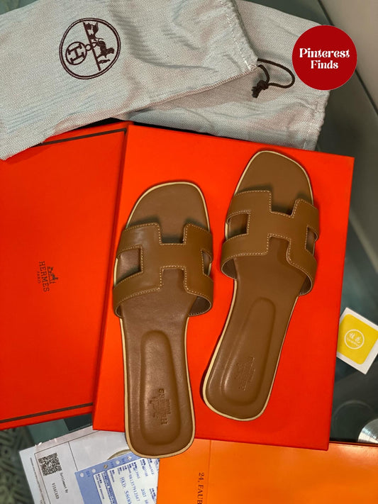 Hermes H Slides Premium High Quality - Brown