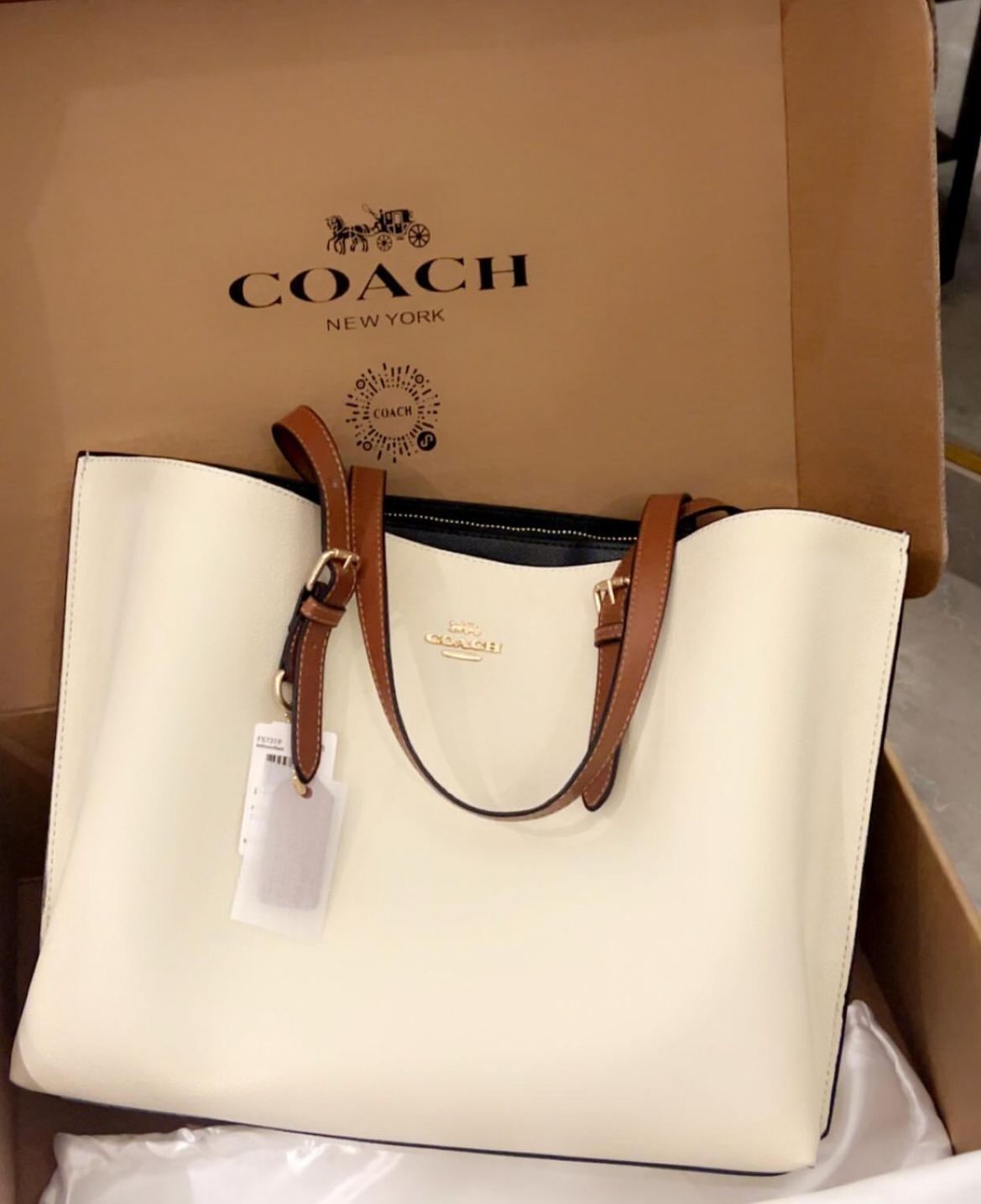 Coach Mollie Tote Bag In Signature Canvas (White)