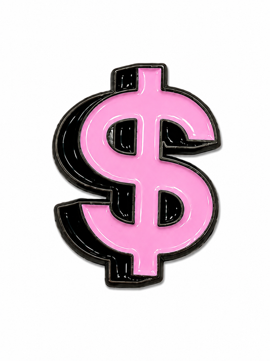 Pink Dollar Symbol Metal Phone Sticker