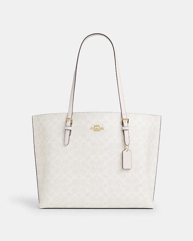 Coach Mollie Tote Bag In Signature Canvas (White)